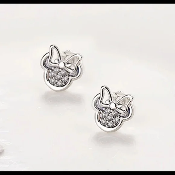 925 SILVER AND ZIRCONIA MINNIE MOUSE EARRINGS - Picture 3 of 8